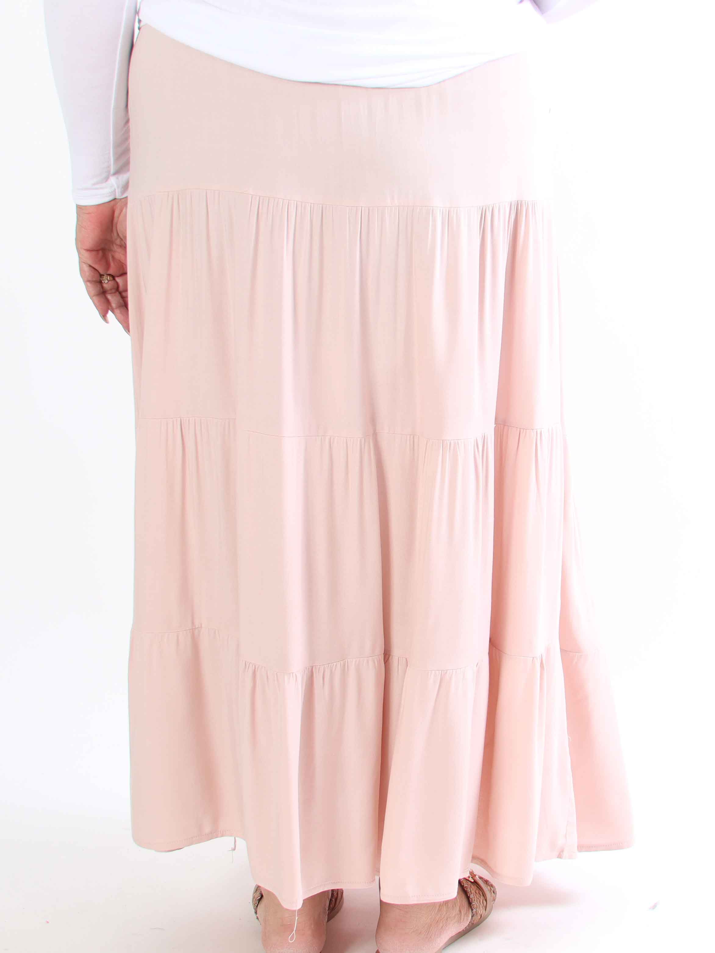 Kayla - Plus size kjol i viskos med lager-på-lager-look